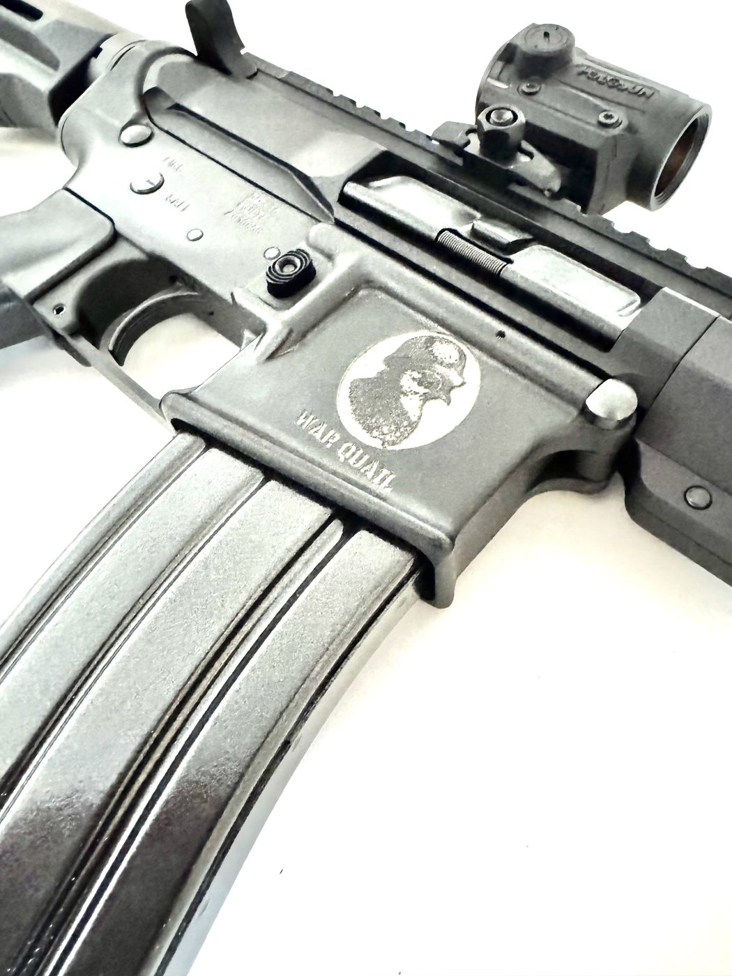 AR-15 graphite War Quail logo Cerakote