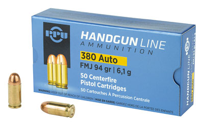 [PPUPPH380AF] PPU 380ACP FMJ 94GR 50/1000